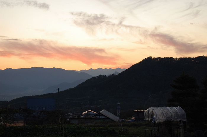 北アルプスを染める夕景